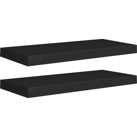 Étagères murales flottantes 2 pcs Noir 60x23,5x3,8 MDF (1/5)