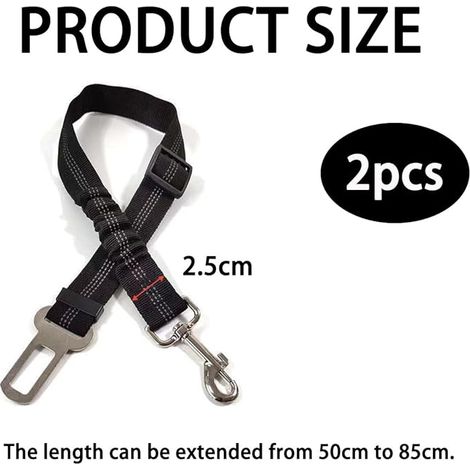 Ceinture Chien Voiture, Harnais, Ceinture Securite avec Absorption des Chocs et Mousqueton pour Type de Voiture pour Chiens et Chats (1/4)