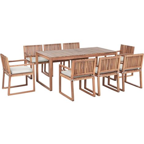 Gartenmöbel Set 8-Sitzer SASSARI PREMIUM inkl. Kissen zertifiziertes Akazienholz Taupe