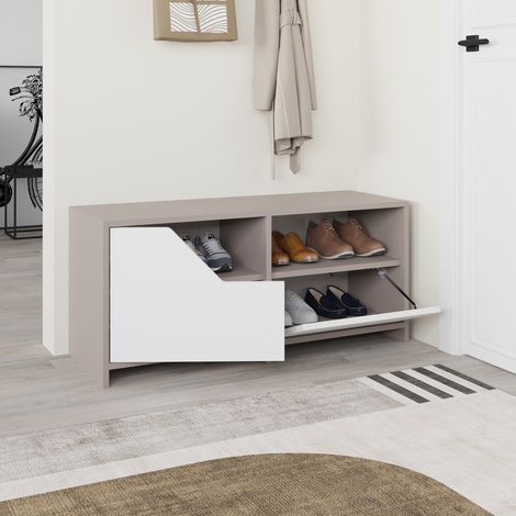 Schuhschrank Nexus Mokkaweiß Melamin 105x47x37 cm (1/5)