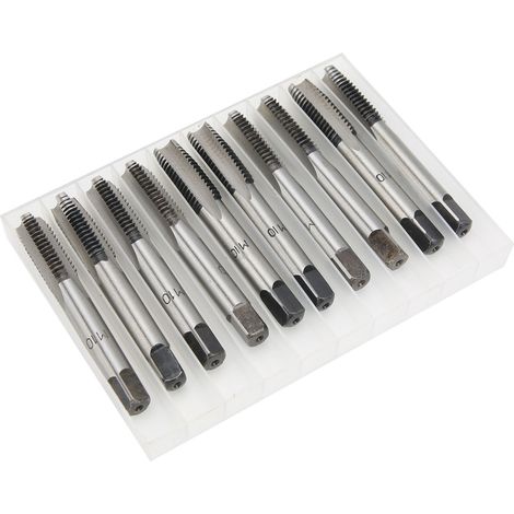 Lot de 10 tarauds métriques M10 en acier au carbone à goujure droite, taraud conique de première qualité, haute rigidité (1/5)