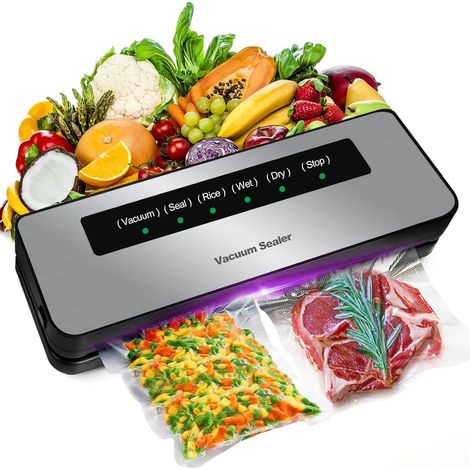 Machine Sous Vide Alimentaire, Automatique Secs et Humides Appareil sous vide, Machine Sous Vide avec 20 Sacs Sous Vide et Tube Sous Vide (1/5)