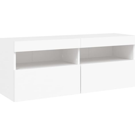 Mobile TV multimediale scaffale TV credenza TV sala da pranzo soggiorno camera da letto montaggio a parete con luci LED 100 x 30 x 40 cm bianco 020027835