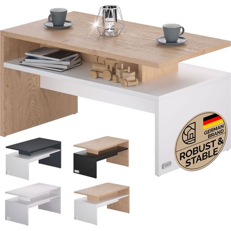 CASARIA® Tavolino Salotto da Divano 95x55x50cm Mobiletto Basso in Legno weiß sonoma eiche (de)