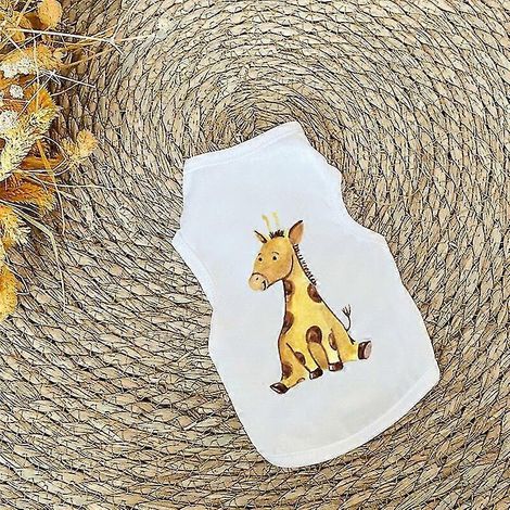Niedliches Sommer-T-Shirt mit Cartoon-Print für Hunde und Katzen, ideal für kleine Welpen, Hunde, Katzen und andere Haustiere. Klassische Haustierkleidung mit weißer Giraffe. (1/5)