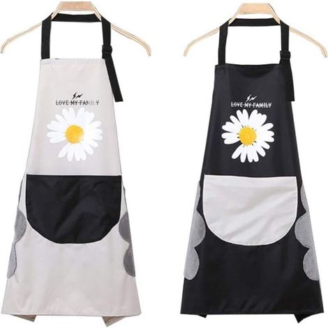 2 Pièces Tabliers de Cuisine Etanche, Réglable Cuisson à Domicile Tabliers, Tablier Réglable avec Poches, Tablier BBQ, Tablier de Cuisine, pour Cuisine Familial, Restaurant, Jardin, Barbecue-Fei Yu (1/5)