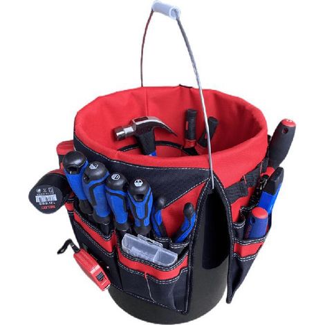Sac à Outils de Menuisier Résistant, Nouveau Style pour Électriciens, Plombiers et Jardiniers, Sac de Rangement Portatif pour Chantier et Extérieur (Seau Non Inclus) (1/2)