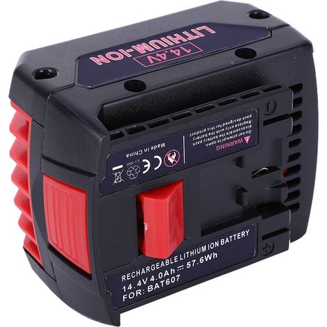Batterie Lithium-ion rechargeable 14.4V 4000mAh pour perceuse-visseuse sans fil Bosch, compatible avec outils électroportatifs, remplace BAT607, haute capacité, longue durée, charge rapide. (1/5)