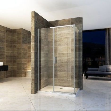 Bagno Italia Box doccia 8mm 70x80 anta fissa porta saloon reversibile vetro trasparente (1/3)