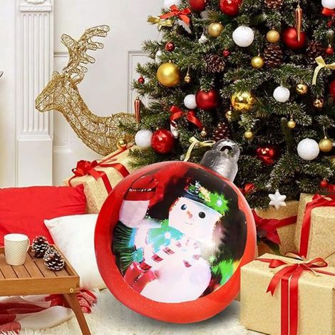 Boule de Noël gonflable, décoration gonflable, boule gonflable, décoration boule de Noël gonflable, boule de Noël gonflable extra large (bonhomme de neige rouge double face 60CM) (1/3)