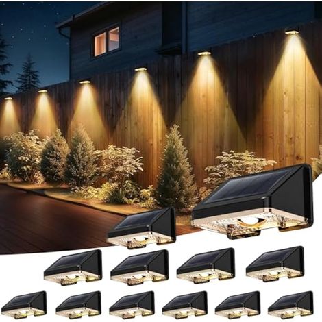 Applique Solaire Exterieur 12 Unités Lumiere Solaire Extérieur Blanc Chaud Lampe Solaire Murale Exterieur Étanche avec Joli Éclairage d'ambiance pour Clôture, Mur et Jardin (1/5)