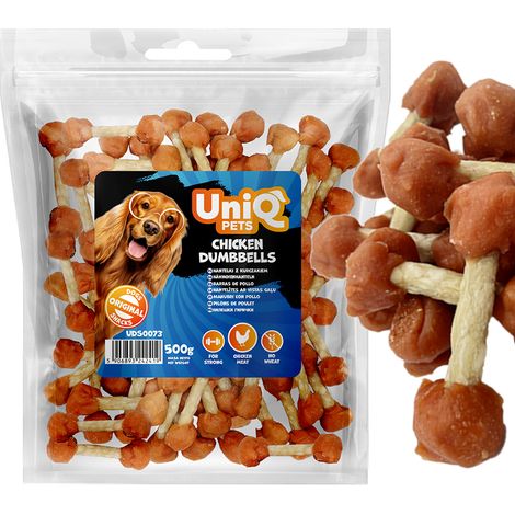 Snack per cani Chicken Dumbbells con pollo UniQ Pets 500g (1/4)