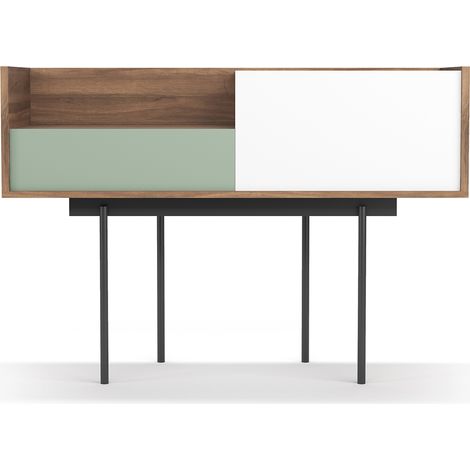 Consola de entrada fabricada en melamina con patas metálicas, modelo DIPLOMAT (673) de Herdasa. Nogal-Verde-Blanco