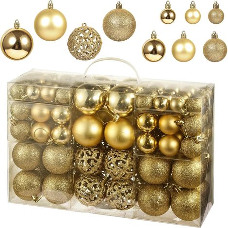100 boules de Noël, 3/4/6 cm de diamètre, adaptées aux sapins de Noël, mariages, fêtes et décorations d'anniversaire (dorées).