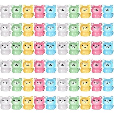 Lot de 60 figurines miniatures de chats lumineux en résine, adorables petits chats phosphorescents. (1/5)
