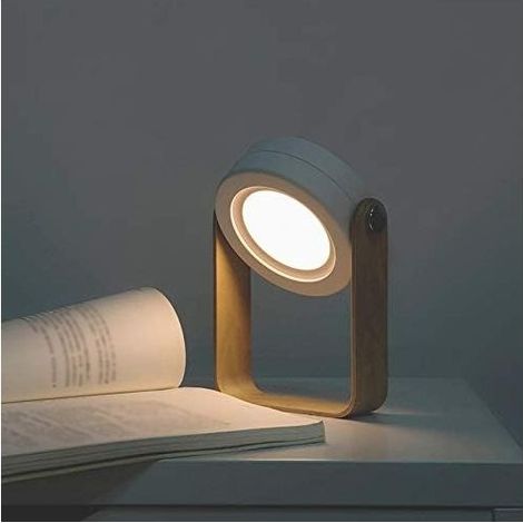 Lampe de table pliante,lampe de table,veilleuse télescopique pliante portable,lanterne portable avec manche en bois,lampe de lecture à LED pour charger avec chargement USB pour lire,camping (1/5)