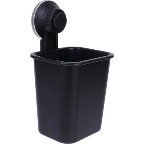 Soporte de pared para cepillos de dientes, ideal para baño, ducha, afeitadora, cepillo de dientes eléctrico/a pilas, organizador de pasta de dientes, sin necesidad de taladrar ni clavar (negro) (1/4)