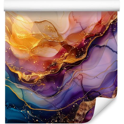 Papier peint encre violet et orange pour salon et chambre 50x1000 cm (1/5)
