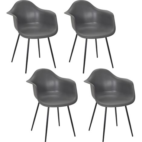 Lot de 4 Chaises - HOME DECO FACTORY - Gustav - Design Épuré - Confortables - Gris et Noir (1/5)