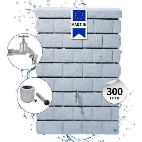 GARANTIA ROCKY Junior Wandtank Komplett-Set 300 Liter lightgranite inkl. Chrom-Auslaufhahn und Fallrohranschluss (1/5)