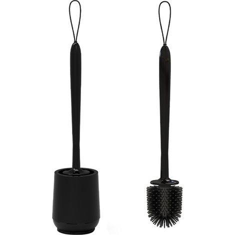 Toilet Brush with Holder for Hotels, Inns, Guesthouses, and Restaurants - Modern, Matte Black, 35 x 11 cm (1/5)