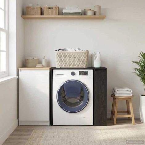 Waschmaschinen-Schrank Schwarz Eichen-Optik 87 x 60 x 89 cm (1/5)