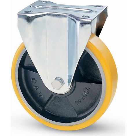 Ruota a Forcella su Piastra 22A Avo a Zincr Pol.gial D Ghisa D.mm 125X25