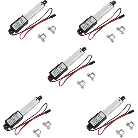 Adecuado para actuadores lineales miniatura 5X, carrera de 2 pulgadas, 90 N/20,3 lb, velocidad de 9,5 mm/s, actuadores lineales eléctricos impermeables de 12 V.