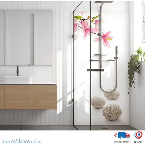 Panneau de douche : Fleur et galets - Alu composite - 120 - 245 (1/3)