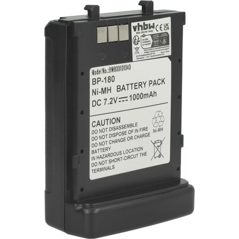 vhbw 1x Akku Ersatz für Icom BP-173, BP-180H, BP-180 für Funkgerät, Walkie Talkie (1000 mAh, 7,2 V, NiMH)