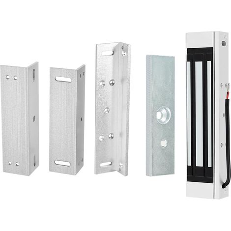 Kit de verrouillage magnétique électrique de 180 kg avec supports de montage – Fail-Safe/NO, 12 V, alliage d'aluminium, pour systèmes de contrôle d'accès, portes intérieures en bois/métal/acier (1/5)