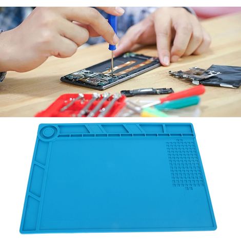 Hochtemperatur-Silikon-Tischmatte S140 für Reparaturwerkstätten, antistatisch, mit Adsorptionsmagnet. (1/5)