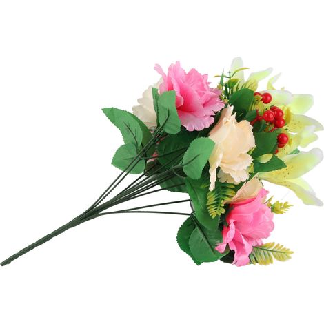 Bouquet de pivoines et lys artificiels, fleurs artificielles simulées, composition florale pour la maison, bouquet pour anniversaire, mariage, cérémonie, décoration
