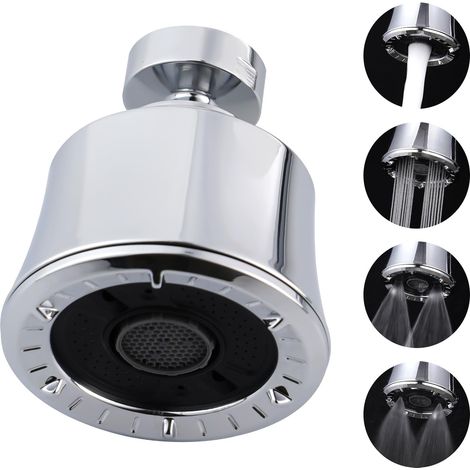 Tête de mitigeur de cuisine avec rotule métallique, adaptateur d'aérateur pour mitigeur d'évier filetage interne 55/64-27UNS, 4 positions de jet, adaptateurs supplémentaires en laiton, chromé (1/5)