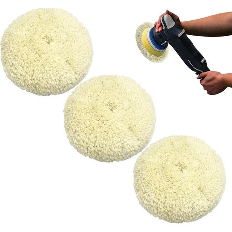 Tampon de Polissage en Laine - Accessoire De Polisseuse Réutilisable De 15 Cm,Lot de 3 Tampons À Polir Réutilisables Pour Rénovation De Peinture Detailing Automobile Et Application De (1/5)