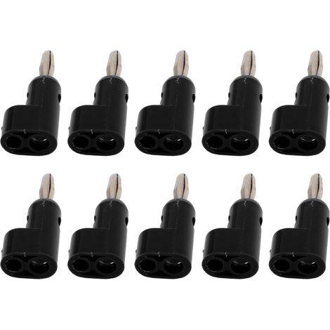 Lot de 10 fiches bananes empilables sans soudure de 4 mm, à vis ouverte, 30 V CA – 60 V CC, 24 A maximum, pour équipements électroniques et industriels (noir). (1/5)