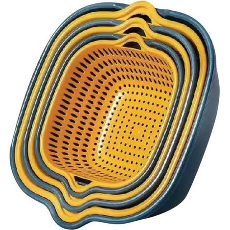 de Cuisine Bol Passoire à Pâtes Bol à Fruits en Plastique Passoires Bol D'éGouttage à Trois Couches Panier de Lavage de LéGumes (1/4)