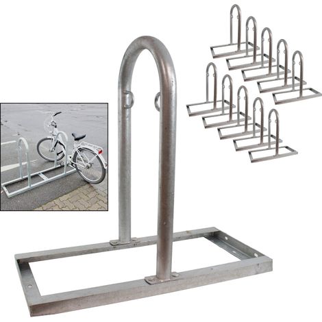 10 x Fahrradanlehnbügel 90 x 84 cm Stahl feuerverzinkt Ø 49 mm grau freistehend Fahrradständer Parker Typ U (1/5)