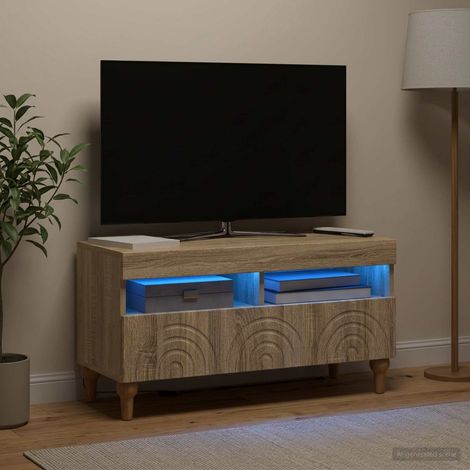 vidaXL LED TV Cabinet ALKMAAR 81 x 35 x 43 cm Sonoma Oak (1/5)