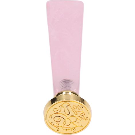 Tampon à cire, poignée amovible, motif raffiné, design unique, polyvalent, idéal pour la fabrication de cartes et le scellage d'enveloppes, boîte verte, poignée rose. (1/5)