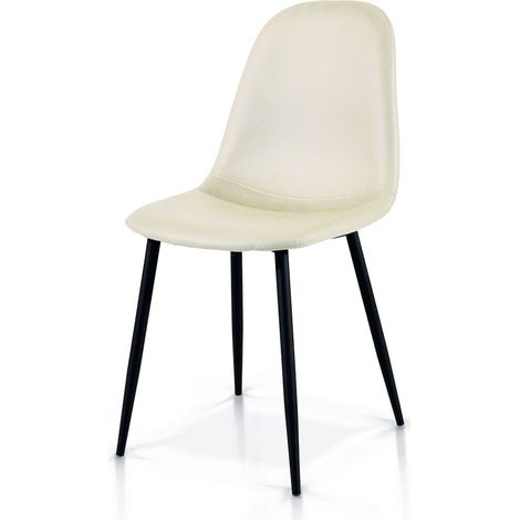 Sedia in Metallo con seduta in Ecopelle Bianco
