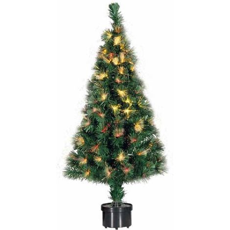 TrAdE Shop Traesio - Albero Di Natale A Fibra Ottica 100 Punte Christmas Tree Luci Natale 90cm Verde - (1/2)