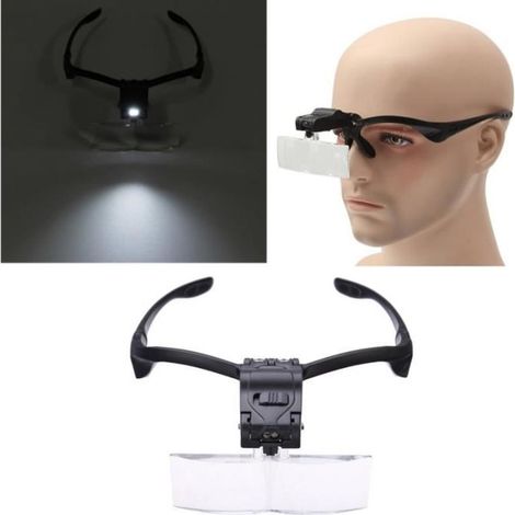 Bandeau LED loupe loupe lunettes de lecture 5 lentille 1.0x 1.5x 2.0x 2.5x 3.0x outil de réparation