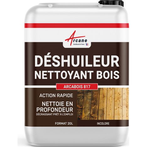 Arcane Industries – Déshuileur et nettoyant pour bois – Produit alcalin 20 L – Dégrasse et déshuiler meubles, terrasses, parquets non vitrifiés