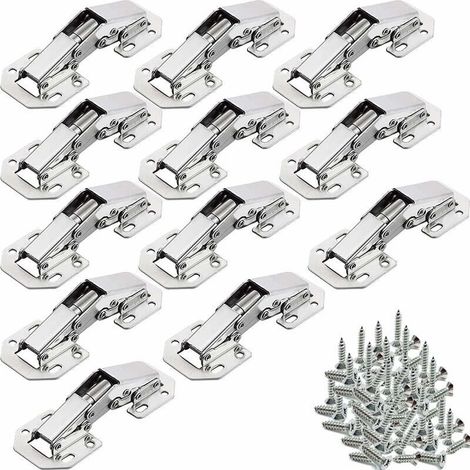 12-teiliges Set mit Scharnieren für Schranktüren, Küchentüren, 90°-Möbelscharniere, verdeckte Scharniere, passende Schrauben, geeignet für Schranktüren und Büroschranktüren (1/4)