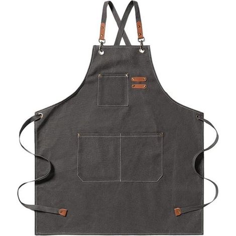 Tablier de Cuisine Canvas 76x68cm Gris, 3 Poches et Réglable, Résistant à l'Eau (1/5)