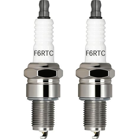 2 Pièces F6RTC Bougie D'allumage Auto, Bougie F6RTC pour Tondeuse à Gazon et Petit Moteur Essence, Remplacement Compatible BPR6ES WR6DC WR7DC RN9YC RN10YC RN11YC W20EPR-U, Rechange Jardin Générateur (1/5)