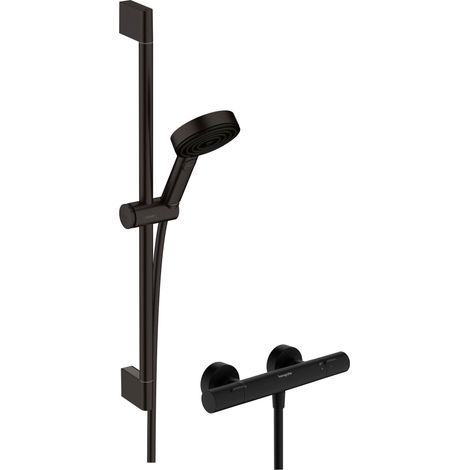 Hansgrohe Combi douche Pulsify select S 3 jets, barre 65cm EcoSmart/Ecostat Fine C3 noir