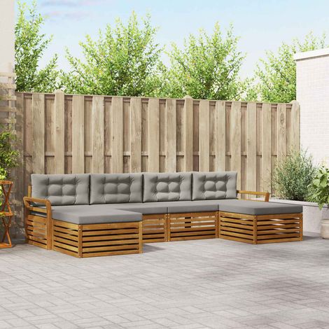 Set divani con cuscino 6 pcs Grigio Naturale e Chiaro vidaXL (1/5)