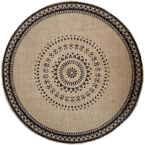 Napperon Rond Tissé En Jute 38 Cm Franges Naturel Antidérapant Résistant À La Chaleur Protection Table (1/4)